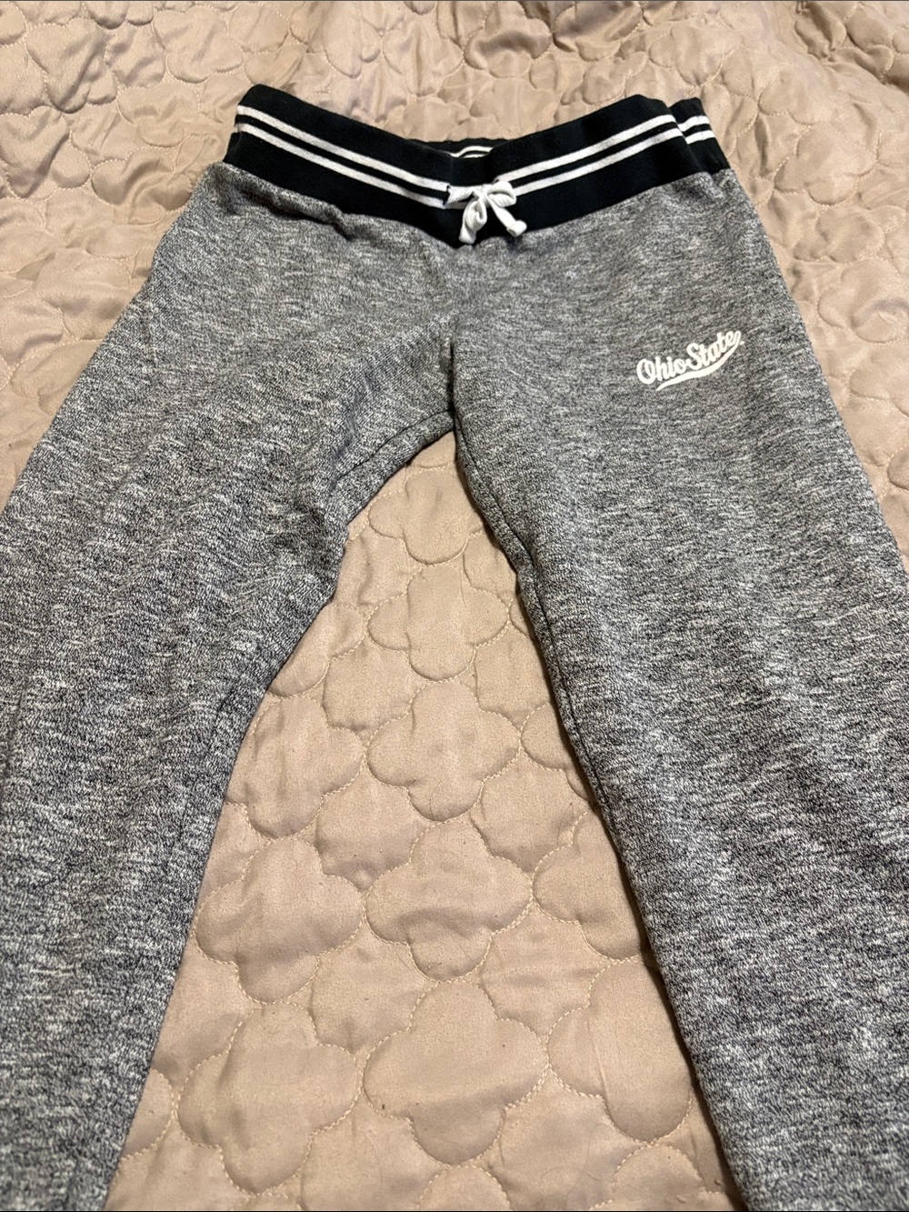 Gray Sweatpants with Navy Drawstring Waist